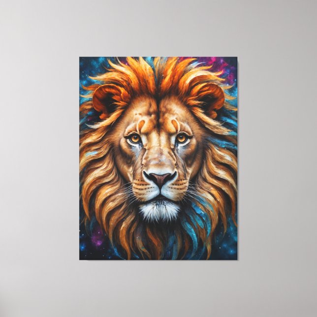Lejont huvud för färgad stänk-målarfärg canvastryck (Framsida)