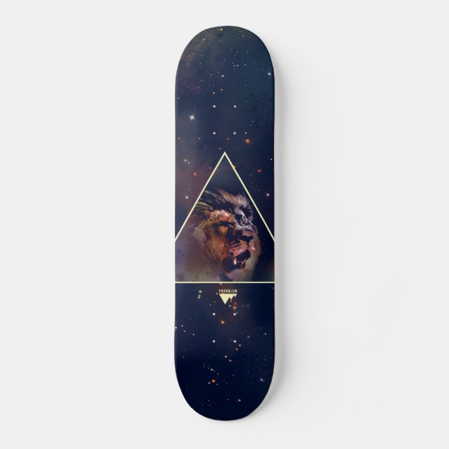 Lejont huvud för galaxtriangel - autentiska skateboard bräda 20 cm (Framsida)