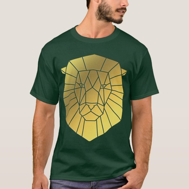 Lejont huvud för geometrisk guldfet t shirt (Framsida)