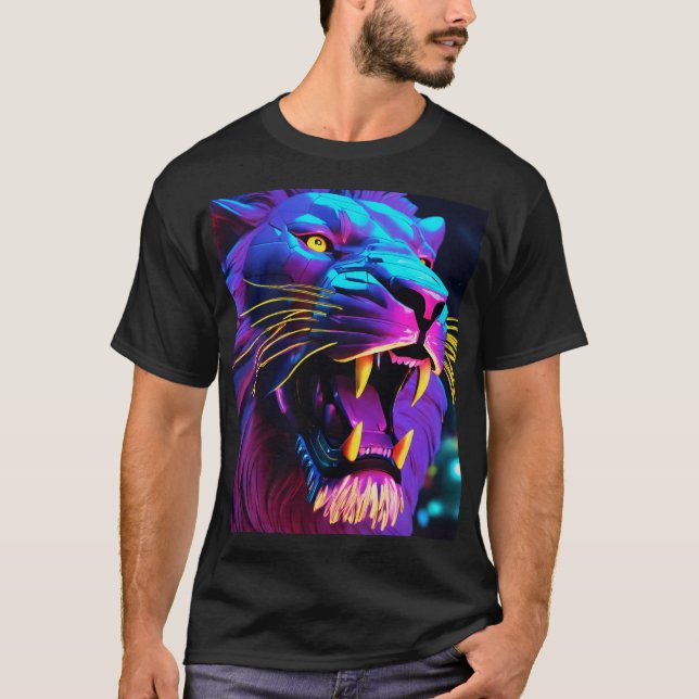 Lejont huvud - issometrisk geometrisk huvudgeometr t shirt (Framsida)