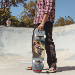 Lejont huvud mini skateboard bräda 18,5 cm