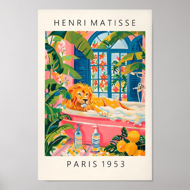 Lejont i badkarPoster, Matisse Poster, Rosa Bathr Poster (Framsidan)