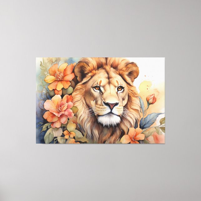Lejont i Bloom Bra Serene Vild Animal Canvastryck (Framsida)