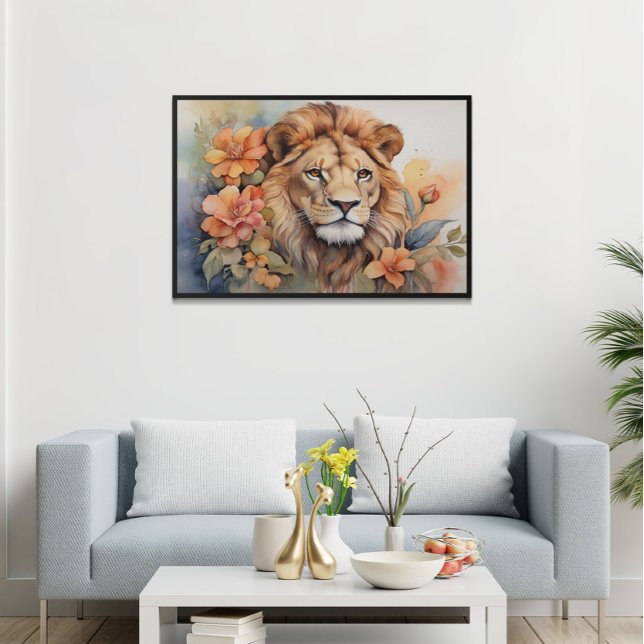 Lejont i Bloom Bra Serene Vild Animal Poster (Skapare uppladdad)