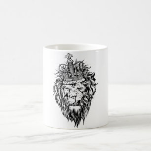 Lejont i krona kaffemugg