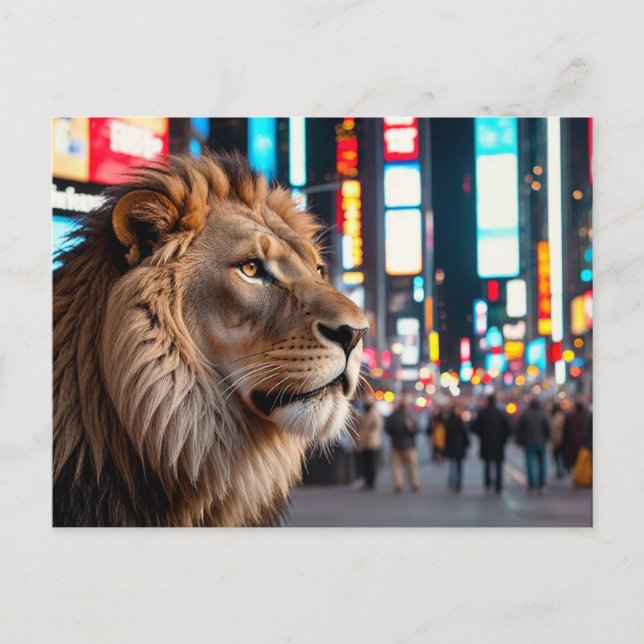 Lejont i Times Square Helg Vykort (Framsida)