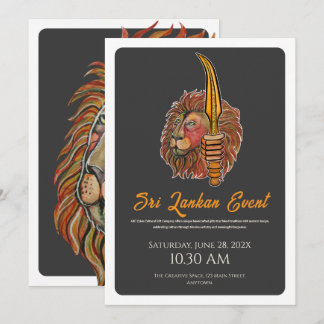 Lejont latinkort för Sri Lanka Flagga Inbjudningar