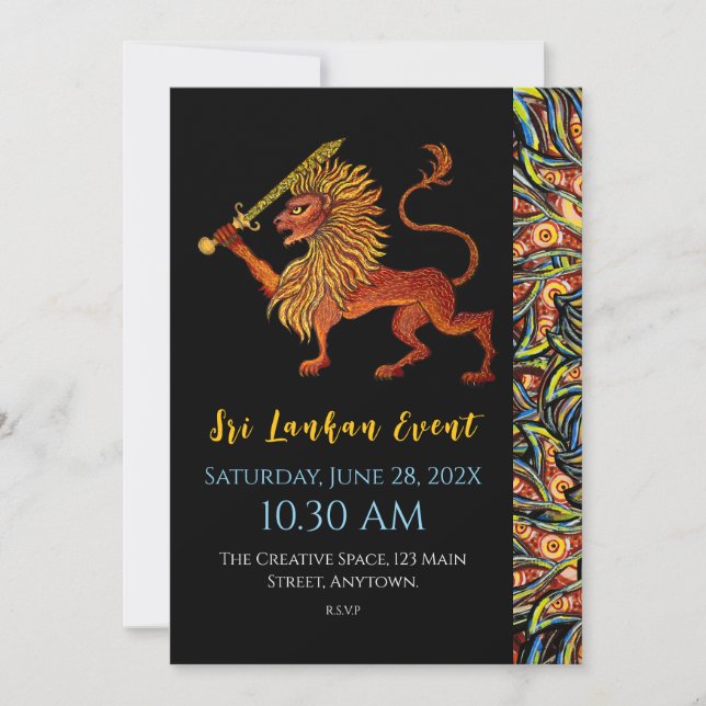 Lejont latinkort för Sri Lanka Flagga Inbjudningar (Framsida)