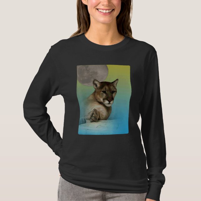 Lejont Måne-ljus för berg T Shirt (Framsida)