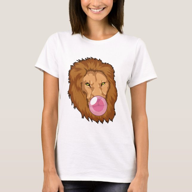 Lejont med bubbelgummi t shirt (Framsida)