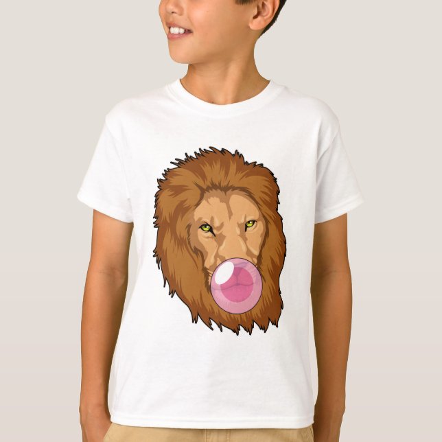 Lejont med bubbelgummi t shirt (Framsida)