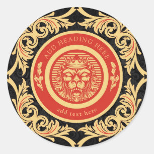 Lejont monogram monogram klassiskt runt Royal Klistermärke