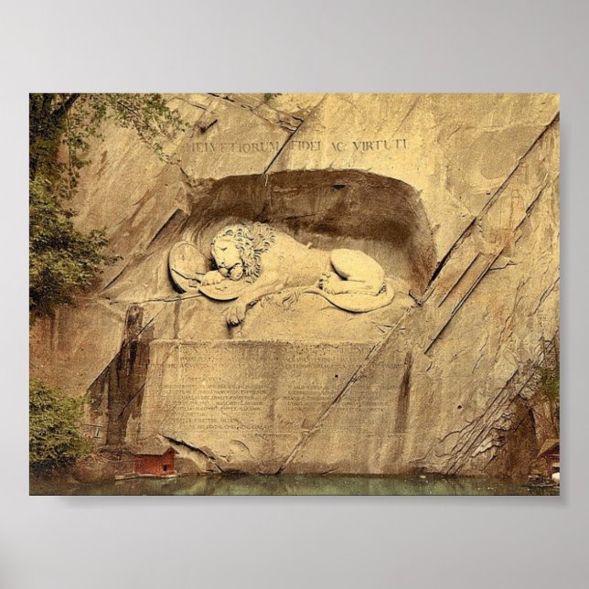 Lejont monument, Lucerne, Schweiz vintage Photoc Poster (Framsidan)