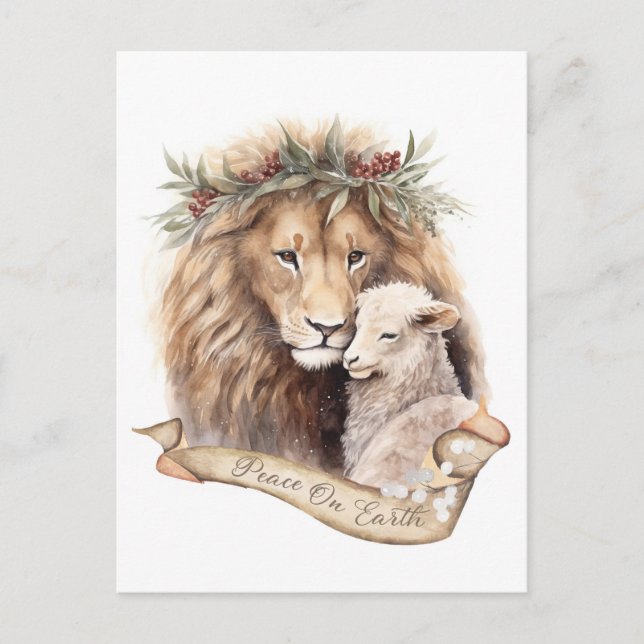 Lejont och lambens julkort helg vykort (Framsida)