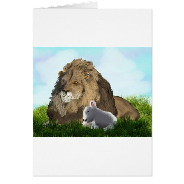 lejont och lamm hälsningskort (Framsidan)