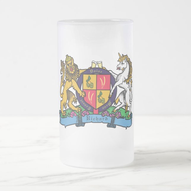 Lejont öl och Unicorn Rampant Beer Jackar Arm Frostat Ölglas (Center)