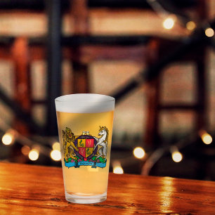 Lejont öl och Unicorn Rampant Beer Jackar Arm Glaskopp