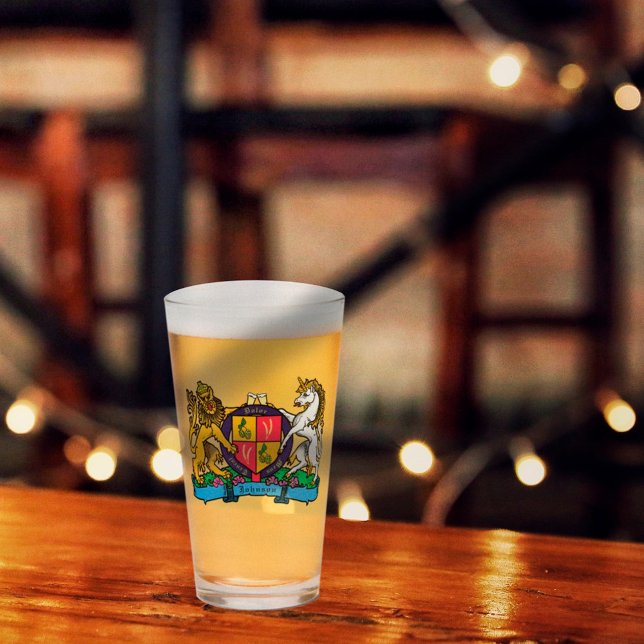 Lejont öl och Unicorn Rampant Beer Jackar Arm Glaskopp (Skapare uppladdad)