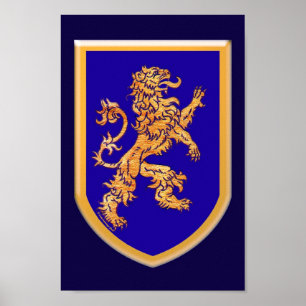 Lejont på blått skydda poster
