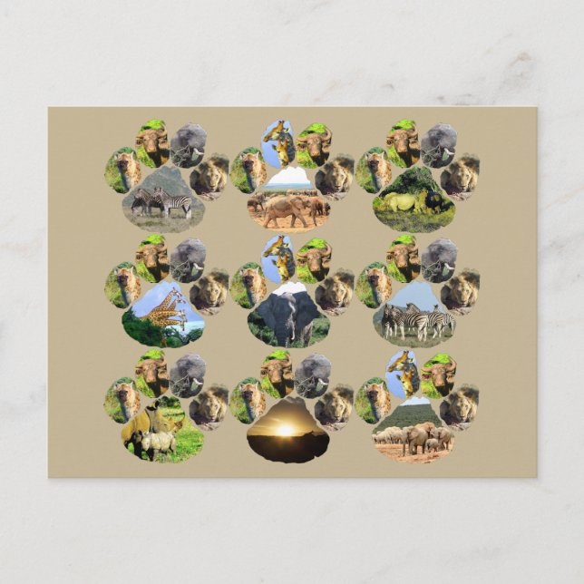 Lejont Pawprint 9 Collage Postcard Vykort (Framsida)