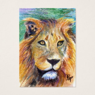 Lejont porträtt ACEO Artcard Visitkort