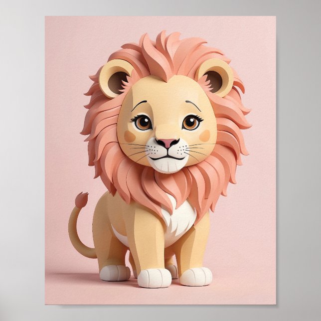 Lejont - Safari Animal Nursery Wall Art för Poster (Framsidan)
