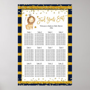 Lejont sittdiagram för babyduschar i Guld Poster