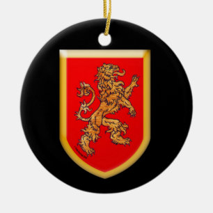 Lejont skydda på svart julgransprydnad keramik