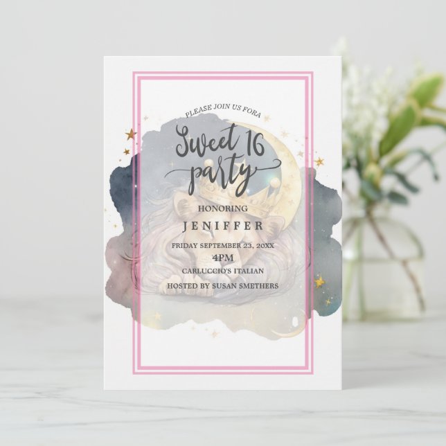 Lejont slamrande av Cute kung vid Måne Inbjudningar (Stående Fram)