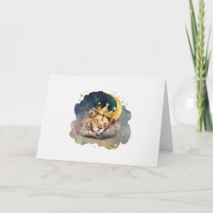 Lejont slamrande av Cute kung vid Måne Kort