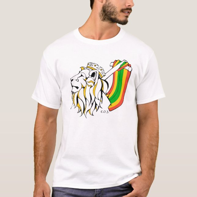 Lejont stiga för Rasta Reggae T Shirt (Framsida)