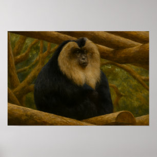 Lejont-Tailändsk makakaque i Forest Sanctuary Poster