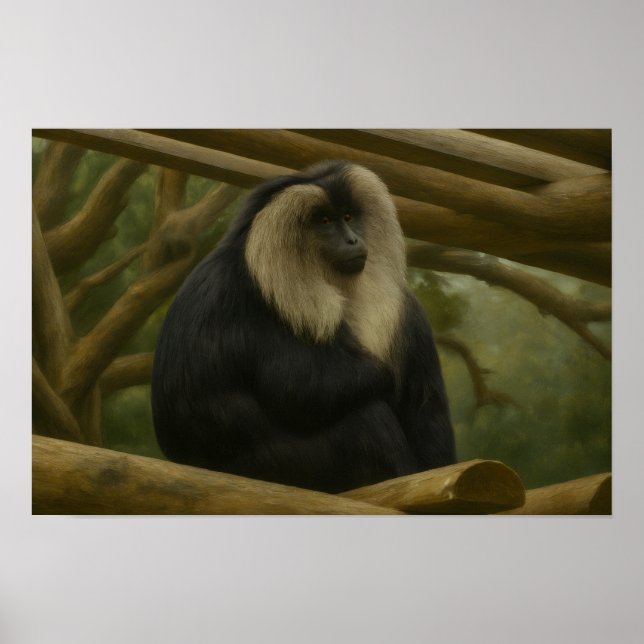 Lejont-Tailändsk makakaque i Forest Sanctuary Poster (Framsidan)