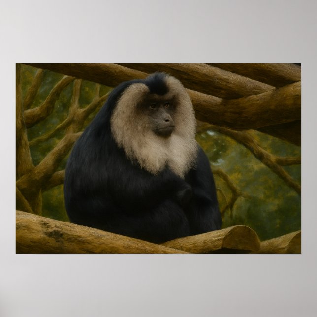 Lejont-Tailändsk makakaque i Forest Sanctuary Poster (Framsidan)
