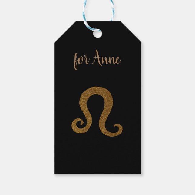 Lejont tecken på golden Anpassningsbar Astrology Presentetikett (Framsidan)