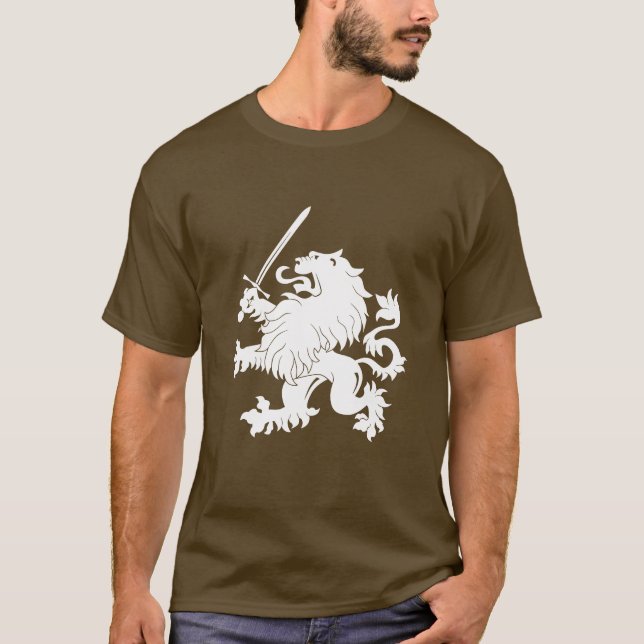 Lejont våldsamt med svärdheraldikT-tröja T Shirt (Framsida)