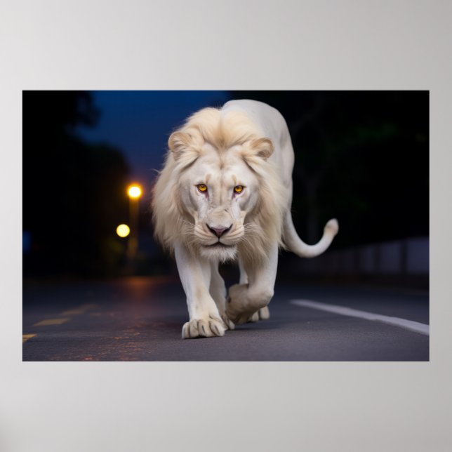 Lejont vildlevande djur på gatan utomhus poster (Framsidan)