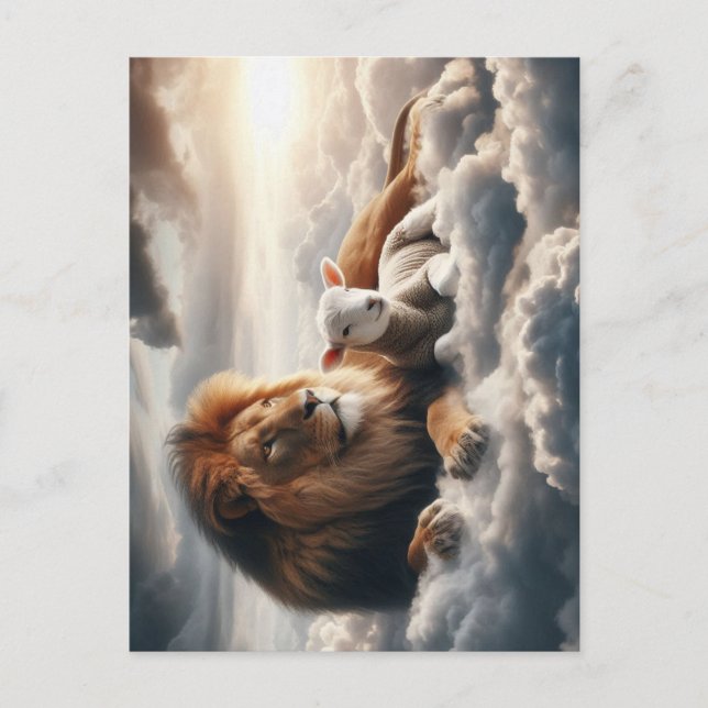 Lejont vykort och lammkort (Framsida)