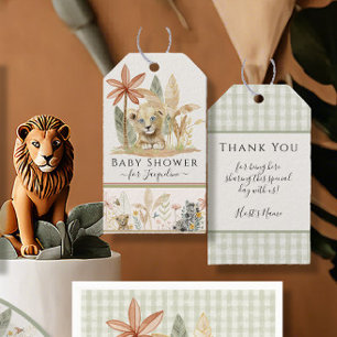 Lejonunge Safari Zebra Elefant Djungel Baby Shower Presentetikett