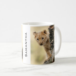 Lejonunge som klättrar i träd Personlig Foto Kaffemugg