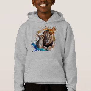 Lejonunge Splashfärgsoverdrag - Pojkar T Shirt