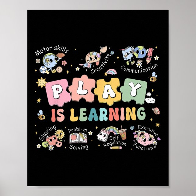 Lek är lärande lärare elev första dagen tillbaka t poster (Framsidan)