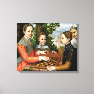 Lek av schacket av Sofonisba Anguissola - Circa Canvastryck