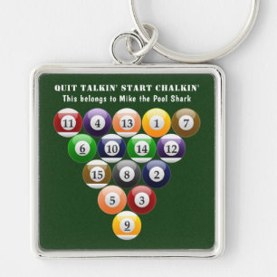 Lek för bassäng för bollar 8-Ball för Åtta-Boll Fyrkantig Silverfärgad Nyckelring