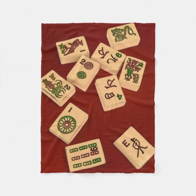 Lek för Mah Jongg Fleecefilt (Framsidan)