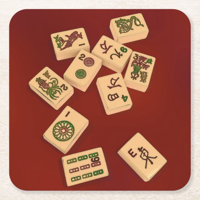 Lek för Mah Jongg Underlägg Papper Kvadrat (Framsidan)