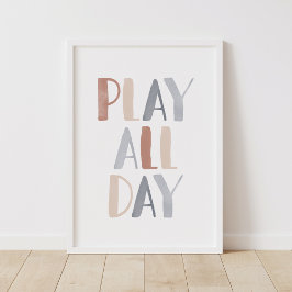 Lek hela dagen Boho-rumsdekoration för barn Poster