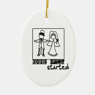 lek över leken som startas gifta sig t-skjortan julgransprydnad keramik