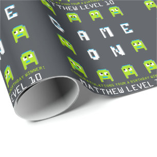 Lek på retro främmande gamerpersonligfödelsedag presentpapper