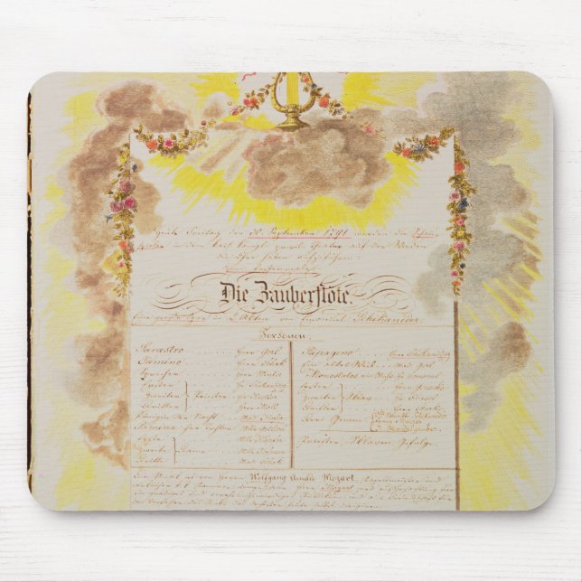 Lek-räkning för 'den magiska Flute'en Musmatta (Framsidan)